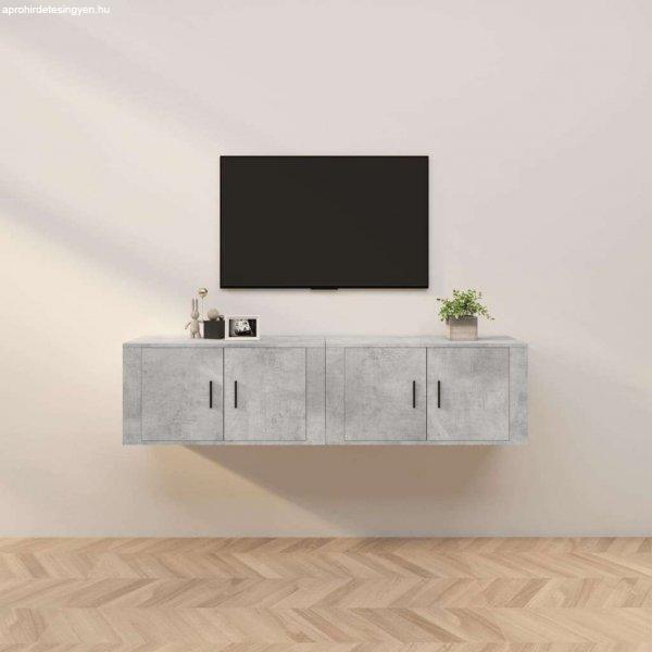 vidaXL 2 db betonszürke fali TV-szekrény 80 x 34,5 x 40 cm