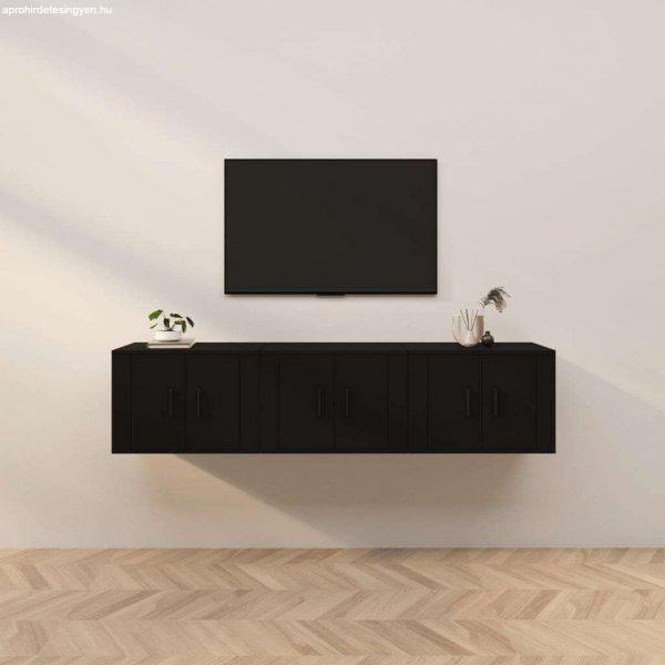vidaXL 3 db fekete falra szerelhető TV-szekrény 57 x 34,5 x 40 cm
