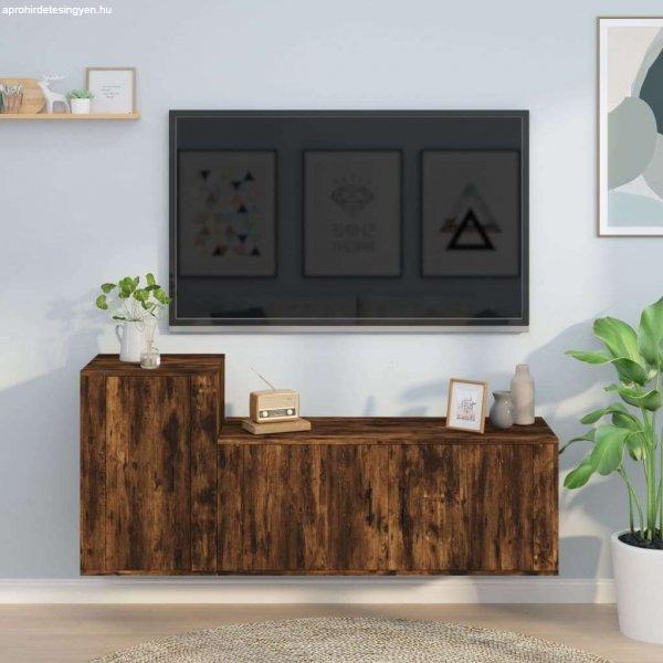 vidaXL 2 részes füstös tölgyszínű szerelt fa TV-szekrényszett