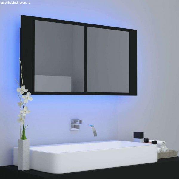 Fekete led-es tükrös fürdőszobaszekrény 90 x 12 x 45 cm