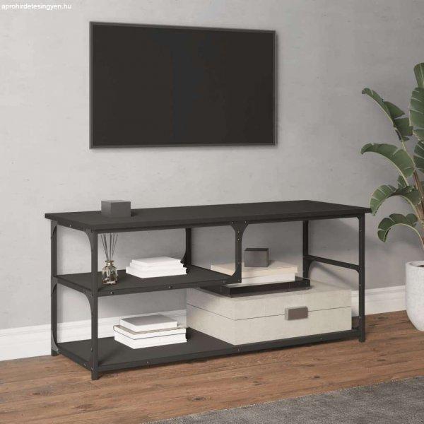 vidaXL fekete szerelt fa és acél TV-szekrény 103 x 38 x 46,5 cm