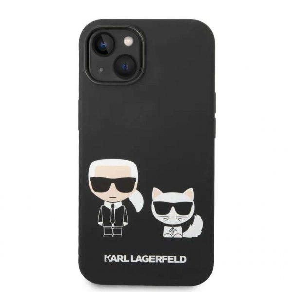 Karl Lagerfeld és Choupette folyékony szilikon Zadní Kryt pro iPhone 14
fekete tok