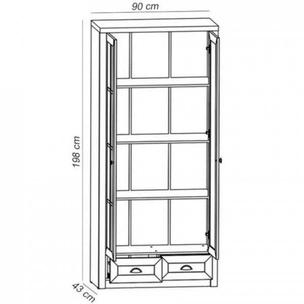 Provance W2S 2 ajtós vitrines szekrény 2 fiókkal Sosna-Tölgy