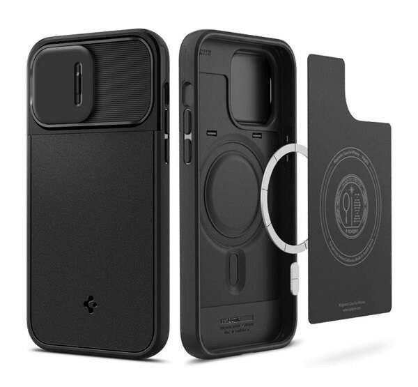 SPIGEN OPTIK ARMOR MAG műanyag telefonvédő (szilikon keret, kamera védelem,
Magsafe kompatilibis) FEKETE Apple iPhone 14 Pro