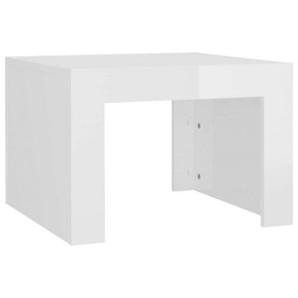 Magasfényű fehér forgácslap dohányzóasztal 50 x 50 x 35 cm