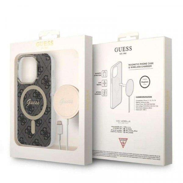 Guess Bundle Pack MagSafe 4G Vezeték nélküli töltő + iPhone 14 Pro tok -
Fekete (5V / 3A)
