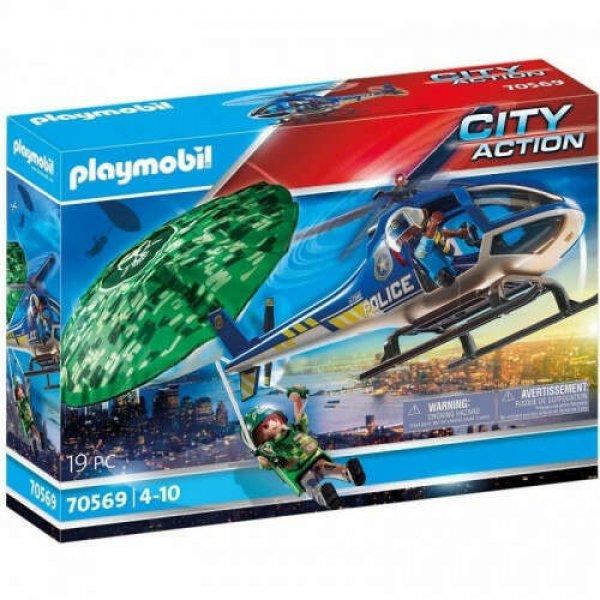 Playmobil City Action rendőrségi játékkészlet, rendőrségi helikopter és
ejtőernyős
