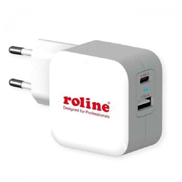 Roline USB-A/USB-C Hálózati töltő - Fehér (38W)