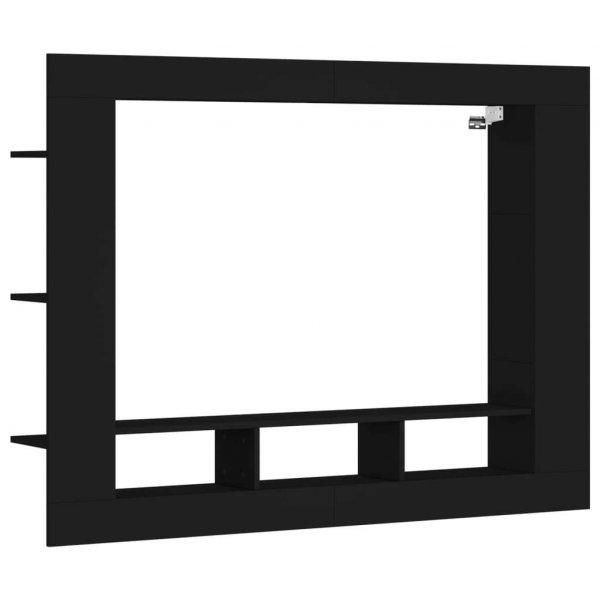 Fekete szerelt fa tv-szekrény 152 x 22 x 113 cm