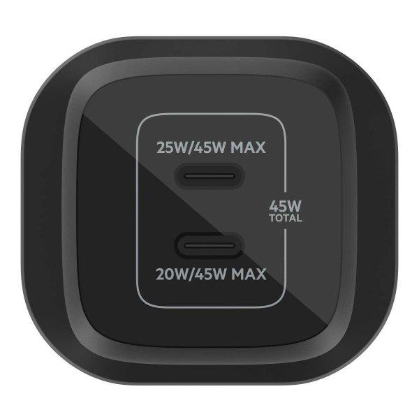 Belkin WCH011vfBK BoostCharge Pro 2 x USB-C 45W PD 3.0 PPS Fekete mobiltelefon
töltő