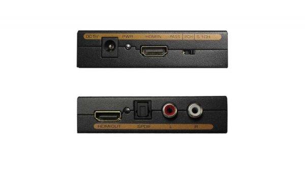 HDMI audio leválasztó, digitális analóg adapter TOSLINK, 2RCA sztereó
kivetítő átalakító, HDMI Audio extractor