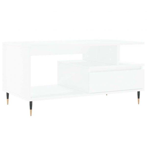 Fehér szerelt fa dohányzóasztal 90x49x45 cm