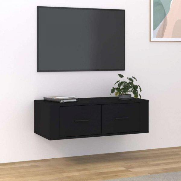 vidaXL fekete szerelt fa függő TV-szekrény 80 x 36 x 25 cm