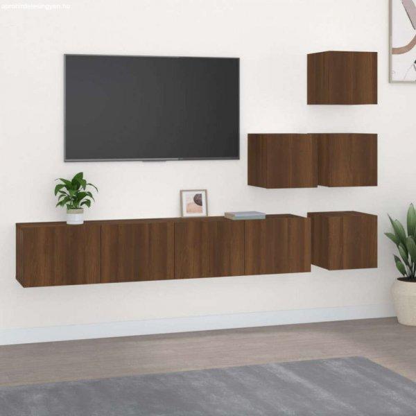 vidaXL barna tölgyszínű falra szerelhető szerelt fa TV-szekrény