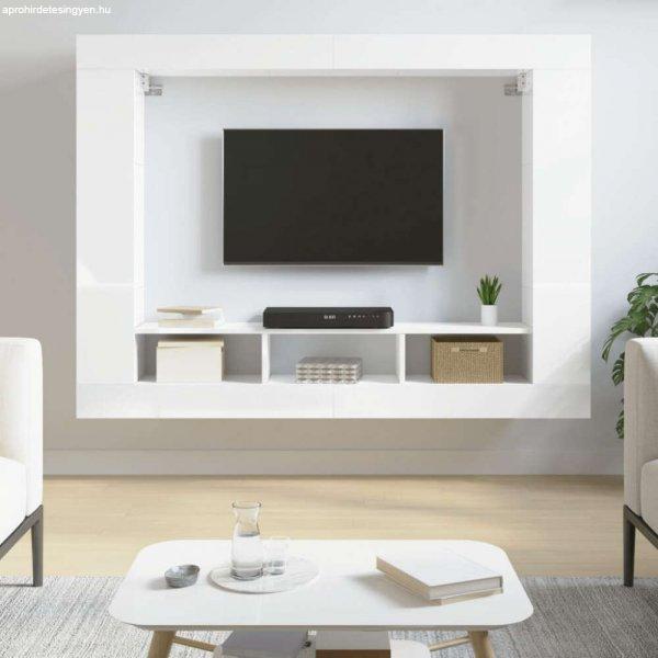 vidaXL fehér magasfényű szerelt fa TV-szekrény 152x22x113 cm