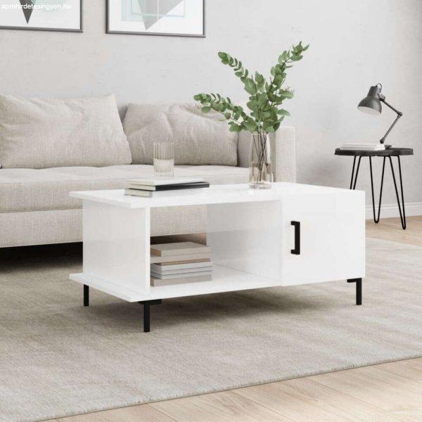 vidaXL magasfényű fehér szerelt fa dohányzóasztal 90 x 50 x 40 cm