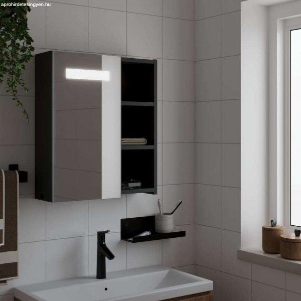 vidaXL fekete tükrös fürdőszobaszekrény LED-del 45 x 13 x 52 cm