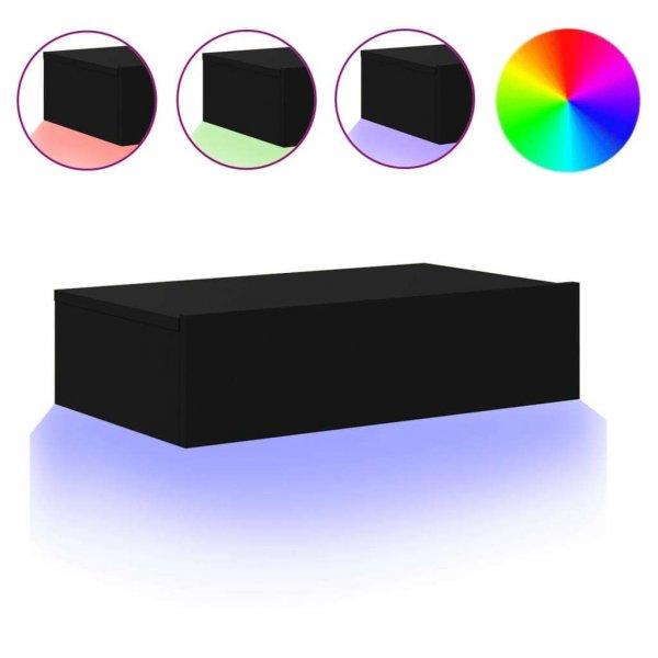 vidaXL fekete TV-szekrény LED-lámpákkal 60x35x15,5 cm