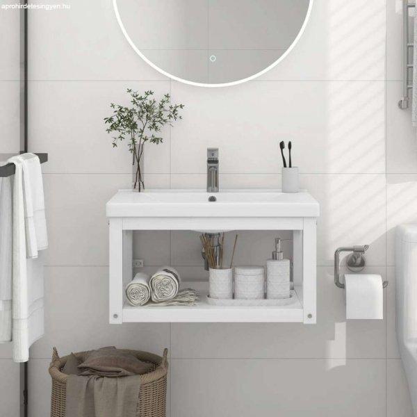 vidaXL fehér vas fürdőszobai fali mosdókagylókeret 59 x 38 x 31 cm