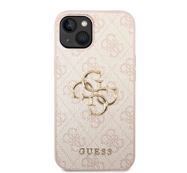 Guess PU 4G Metal Logo iPhone 14 Plus hátlap tok, rózsaszín