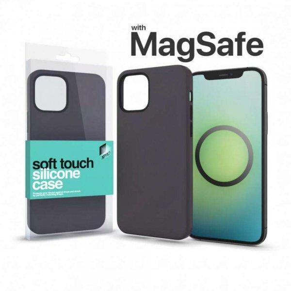 MagSafe rögzítésű Soft Touch Szilikon tok Iphone 14 Plus készülékhez -
éjfekete