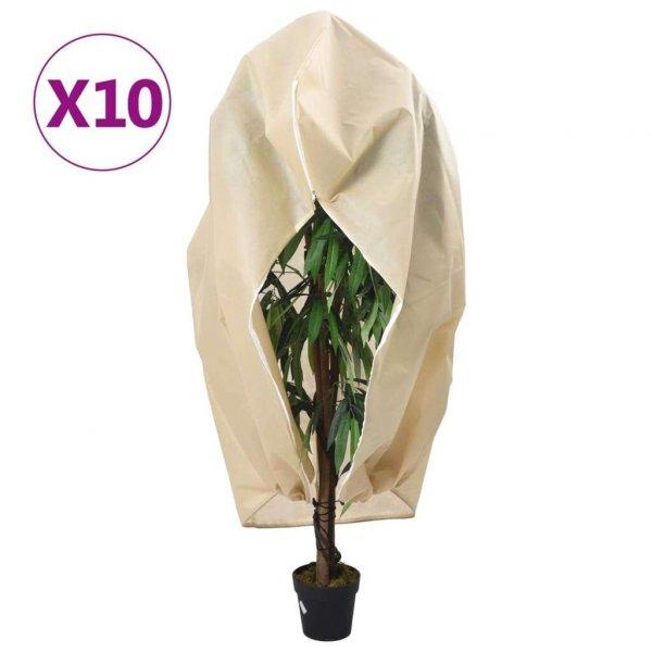 vidaXL 10 db növényvédő huzat cipzárral 70 g/m² 1,55x1,55 m