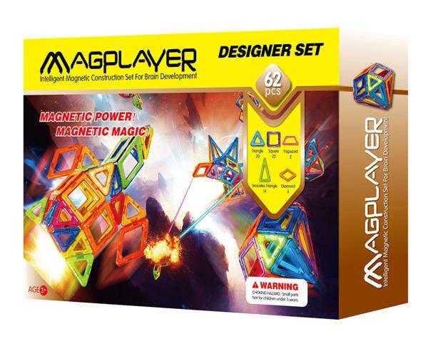 Magplayer Designer Set Mágneses építő készlet, 62 db-os