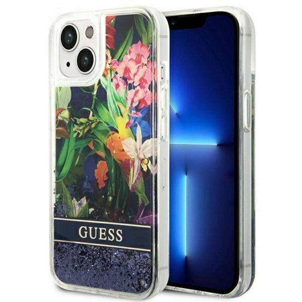 Guess GUHCP14MLFLSB iPhone 14 Plus 6.7 hüvelykes kék/kék keménytokos
virágos folyékony csillogás
