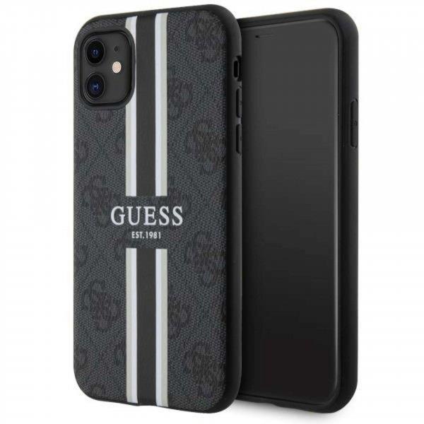Guess GUHMN61P4RPSK iPhone 11 / Xr fekete/fekete keménytok 4G nyomtatott
csíkos MagSafe
