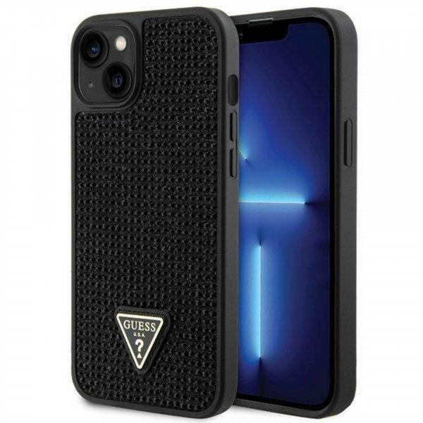 Guess GUHCP14MHDGTPK iPhone 14 Plus 6,7 hüvelykes fekete/fekete kemény
tokozás, strasszos háromszög