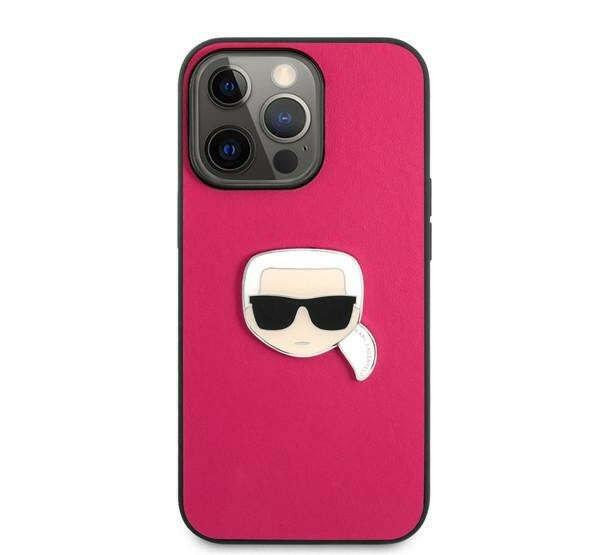 Karl Lagerfeld Head bőr hátlap tok iPhone 13 Pro, rózsaszín