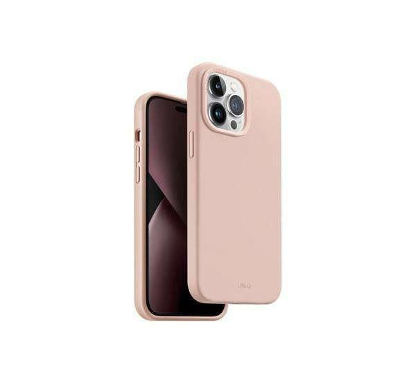 Uniq Lino Hue iPhone 14 Pro, MagSafe szilikon tok, rózsaszín