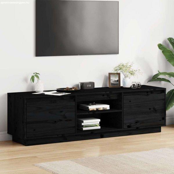 vidaXL fekete tömör fenyőfa TV-szekrény 140 x 35 x 40 cm