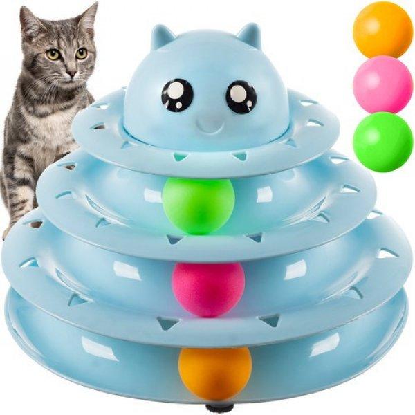 3 szintes torony alakú macskajéték színes labdákkal * hosszú időre
leköti és lefárasztja a cicákat