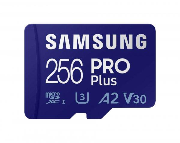 Samsung memóriakártya, pro plus microsd kártya (2021) 256gb, class 10, uhs-1,
u3, v30, a2, + adapter, r160/w120 MB-MD256KA/EU
