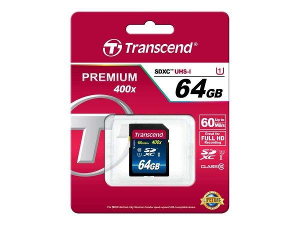Transcend Premium 64GB SDXC Class 10 UHS-I memóriakártya