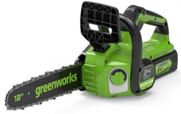 Greenworks (2007007-GW) GD24CS30 Akkumulátoros Láncfűrész, Zöld-Fekete