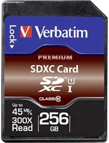 256GB SDXC Verbatim CL10 UHS-I Premium memóriakártya (44026)