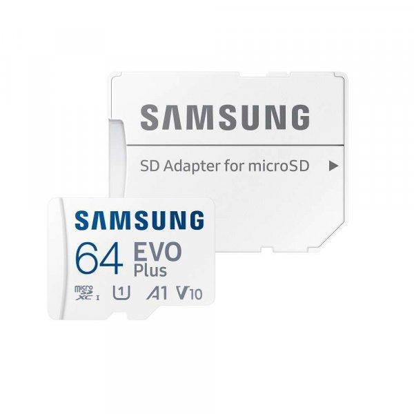 Memóriakártya MicroSD Samsung Evo Plus SD Adapterrel, Memória 64 GB, UHS-I
interfész