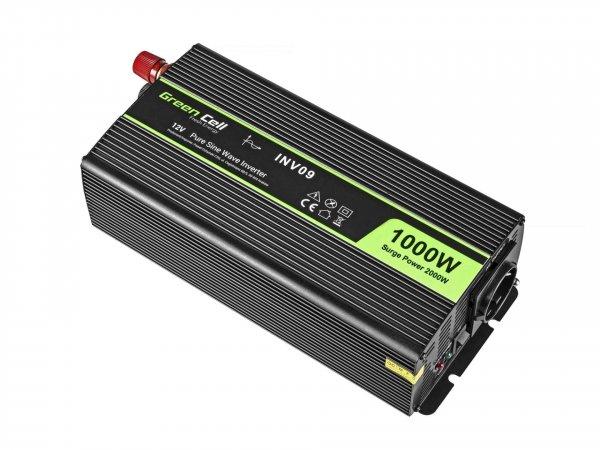 Green Cell INV09 Autós inverter tiszta szinuszhullámformával 12V -> 230V /
1000W
