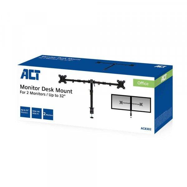 ACT AC8302 Monitor Desk Mount For 2 Monitors / Up to 32