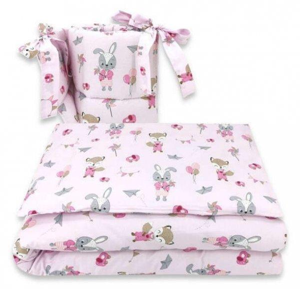 Baby Shop 3 részes ágynemű garnitúra - rózsaszín róka és nyuszi