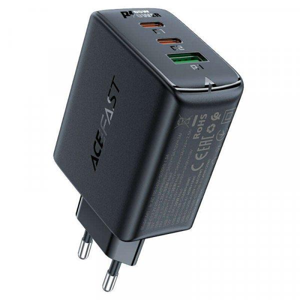 Acefast gyorstöltő GaN (2xUSB-C / USB-A) PPS / PD / QC4+ 65W fekete (A41)