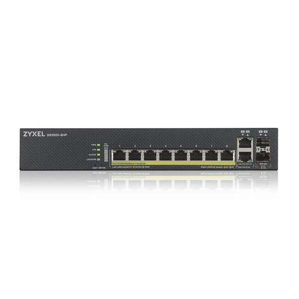 ZyXEL GS1920-8HPv2 8port GbE LAN PoE (130W) 2port Gbe combo RJ45/SFP L2
menedzselhető switch