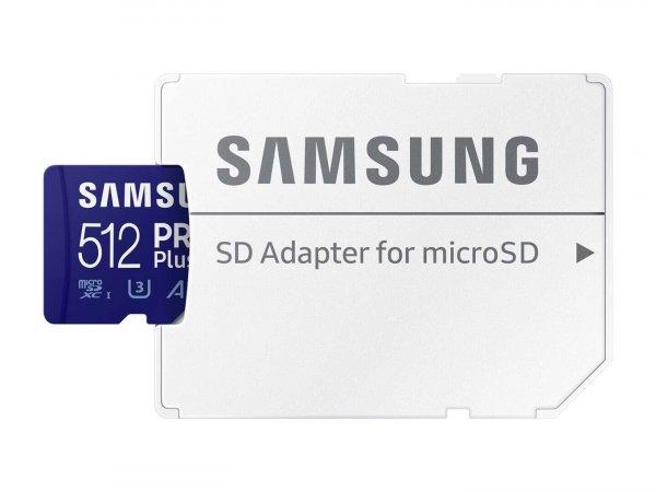 Samsung 512GB microSDXC Pro Plus Class10 U3 A2 V30 + adapterrel MB-MD512SA/EU
