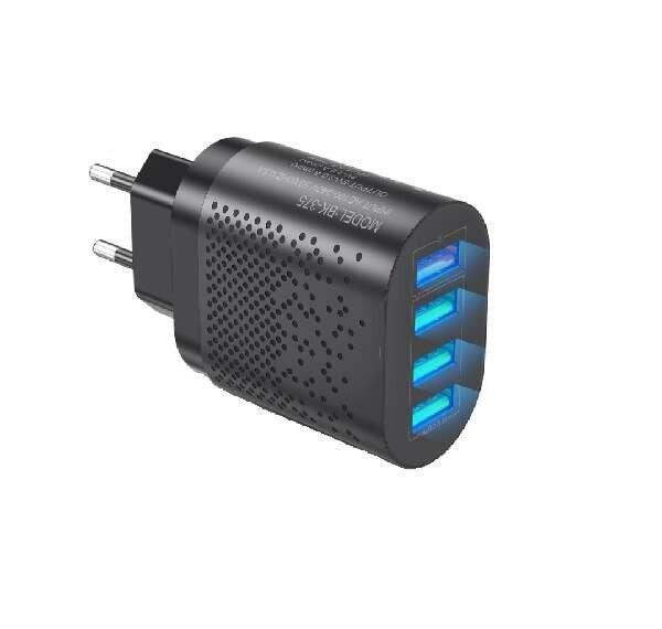 Eredeti töltő 4 USB porttal Fast Charge 3.1A Qualcomm 3.0 többszörös
védelemmel és LED kék - fekete