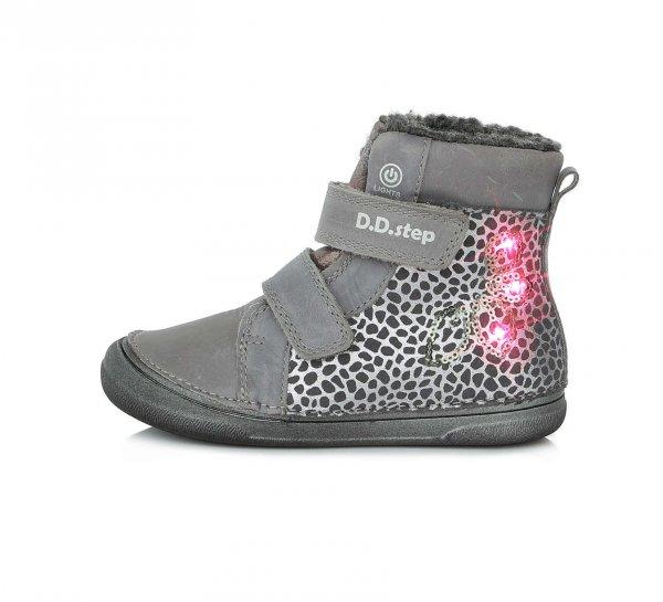 DDStep téli kislány cipő, szürke színben, oldalán LED-ekkel 27