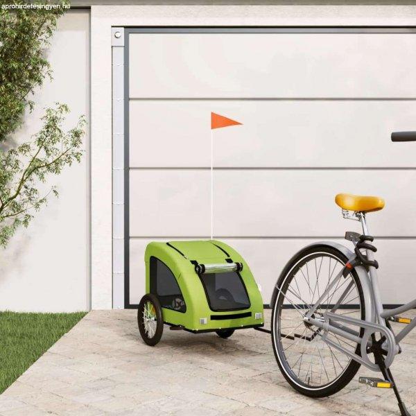 vidaXL zöld szövet és vas kutyaszállító kerékpár-utánfutó
