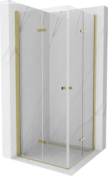 Mexen Lima Duo  Zuhanykabin Csukló ajtóval   70 x 70 cm,  átlátszó üveg, 
arany  - 856-070-070-50-00-0 DUO zuhanykabin