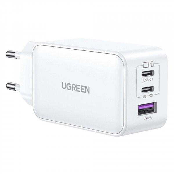 Ugreen - Nexode fali töltő (15334) - USB-A, QC 3.0, 2x USB-C, PD, GaN 65 W,
3,25 A - fehér (KF2313685)
